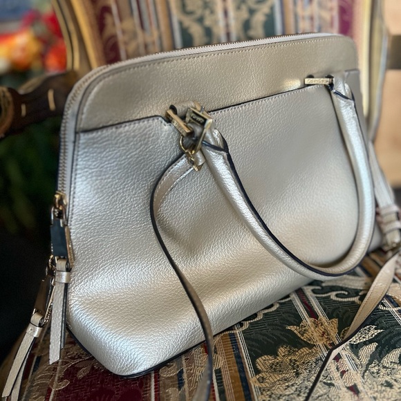 Calvin Klein Brooke leather satchel shoulder bag champagne color handbag - Picture 12 of 15